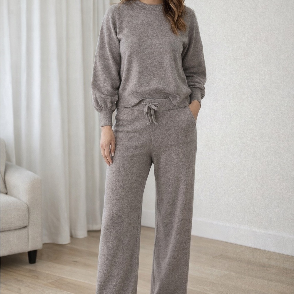 Cashmere Knit Lounge Set - Neutral Taupe XS